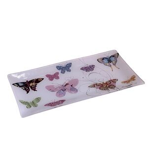 Fringe Studio Elegant Glass Butterfly Tray